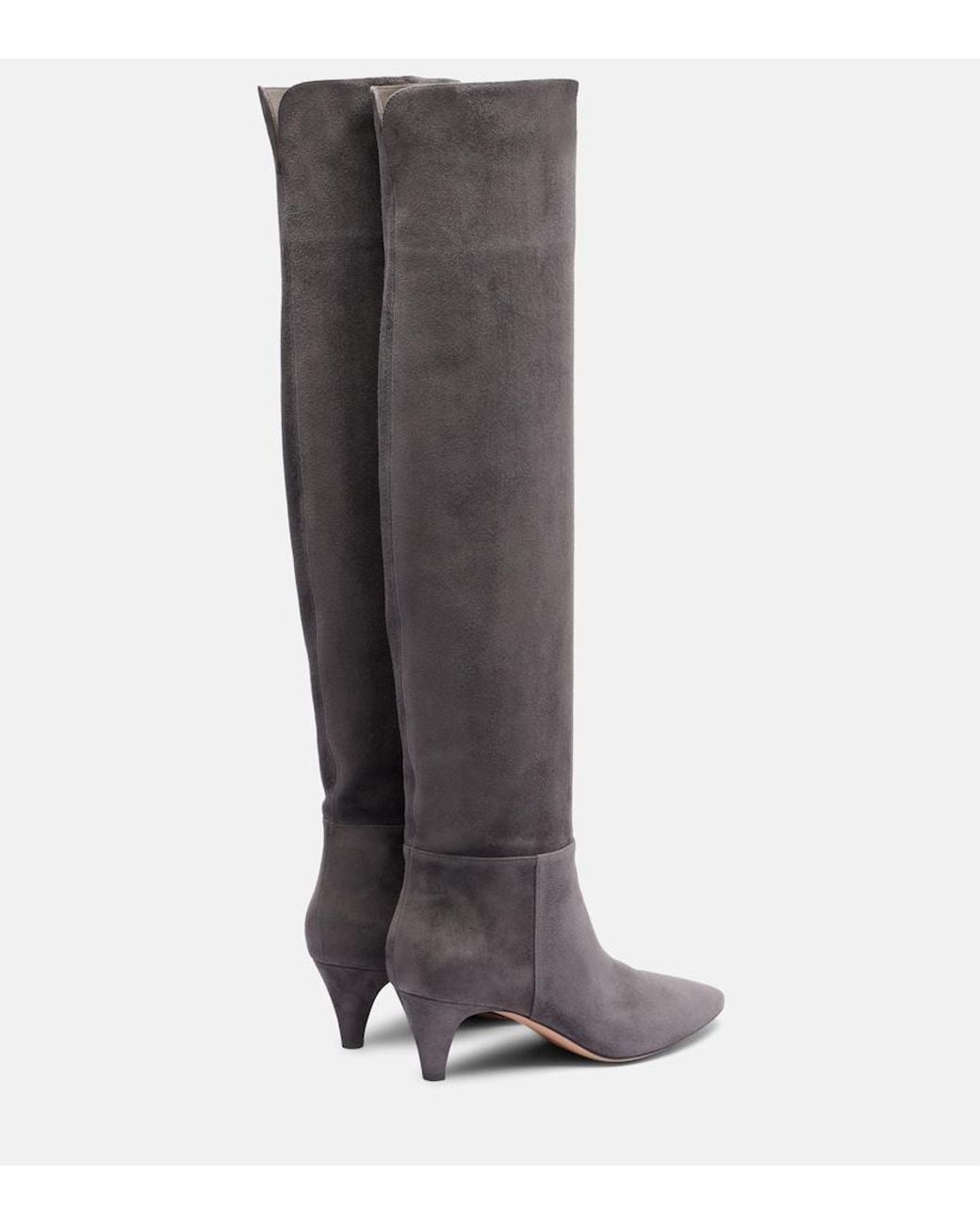 Gianvito Rossi Gray Elise 55 Suede Knee-High Boots
