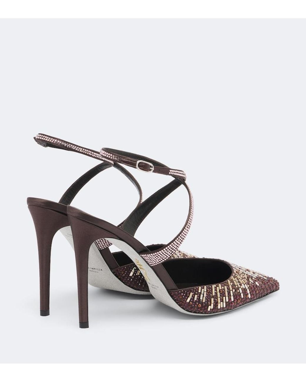 Rene Caovilla Metallic Swarovski-Embellished Satin Pumps