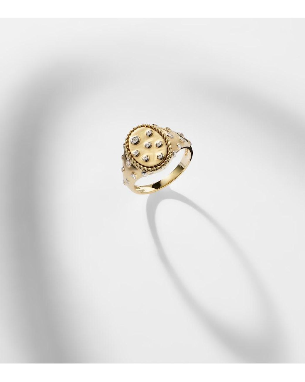 Yvonne Léon White Ring Plumetis Aus 9Kt Gelbgold (375/1000) Mit Diamanten