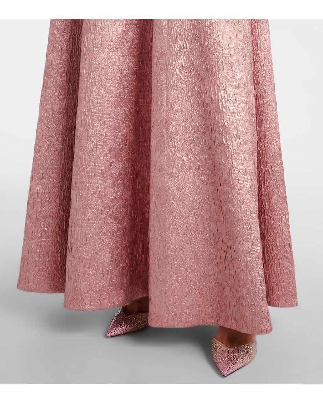 Emilia Wickstead Pink Nodin Open-Back Cloque Gown