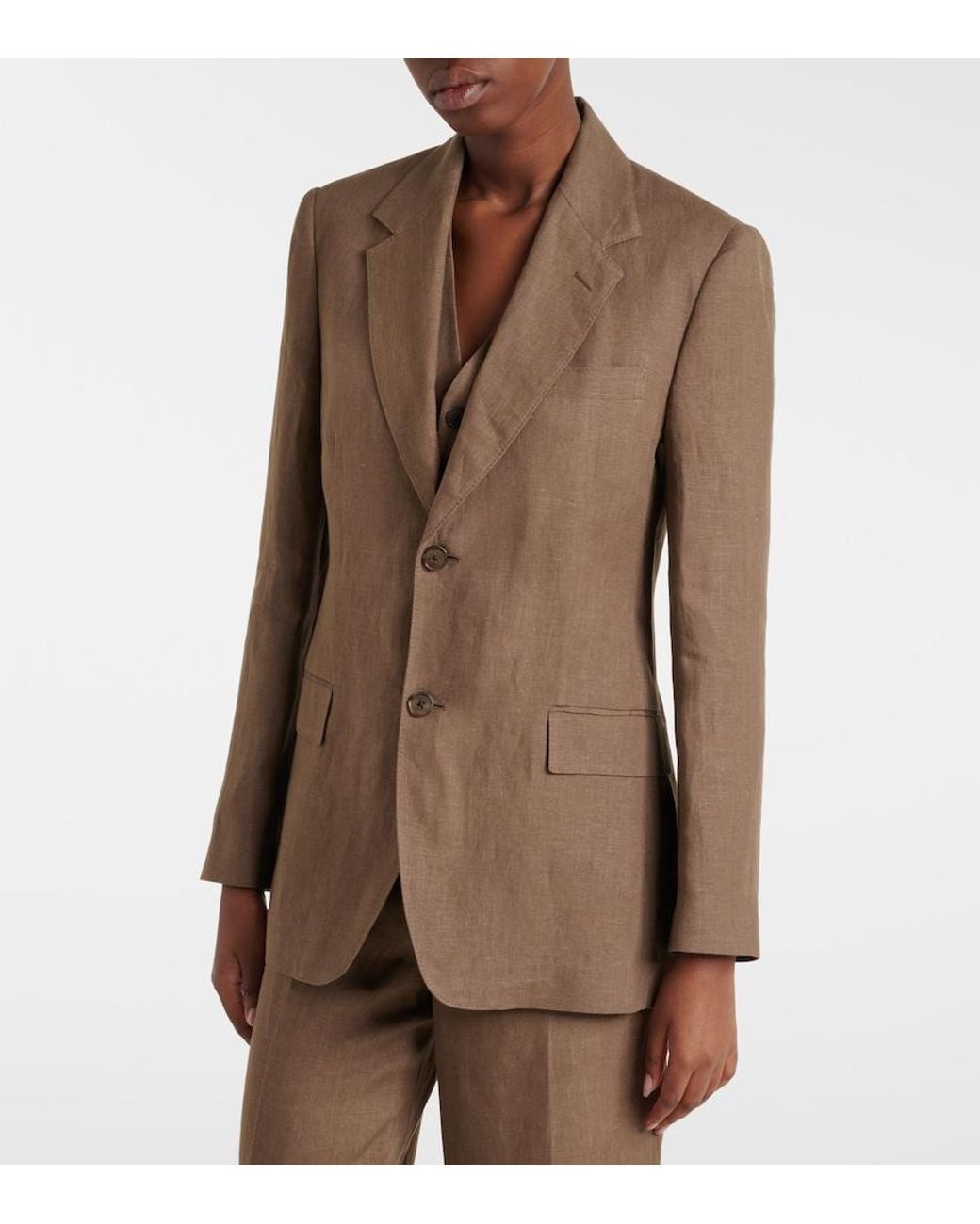 Ralph Lauren Brown Marcy Linen Blazer