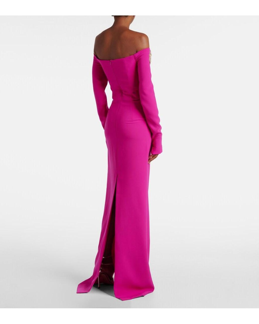 Costarellos Pink Off-The-Shoulder Meline Gown