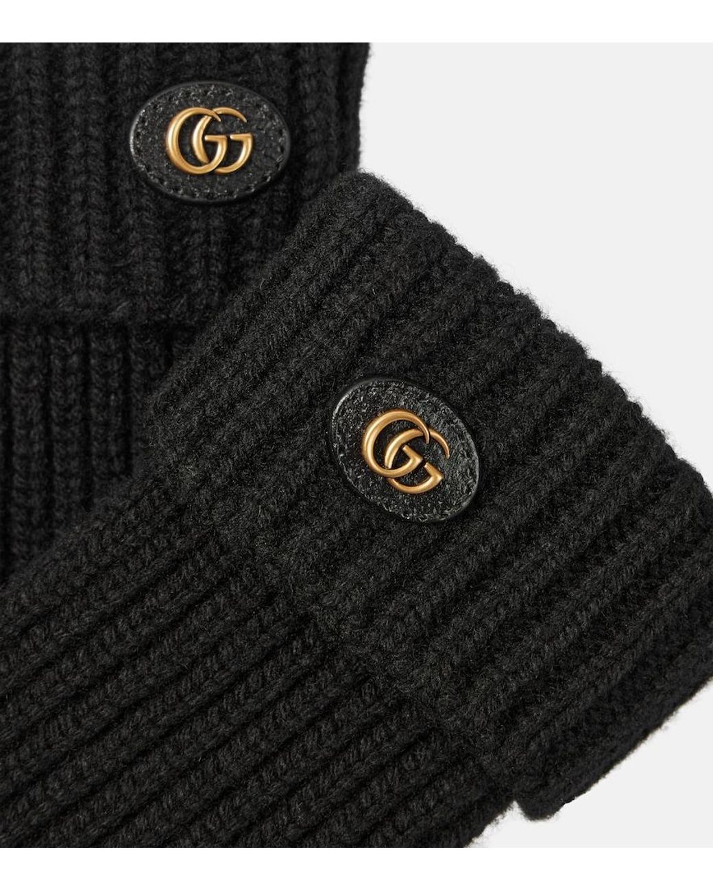 Gucci Black Double G Wool And Cashmere Gloves