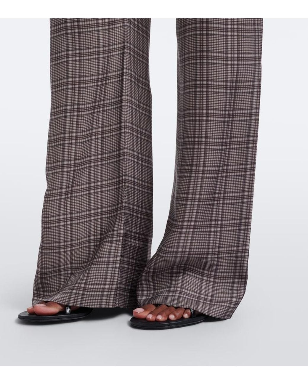 Acne Gray Checked Wide-Leg Pants