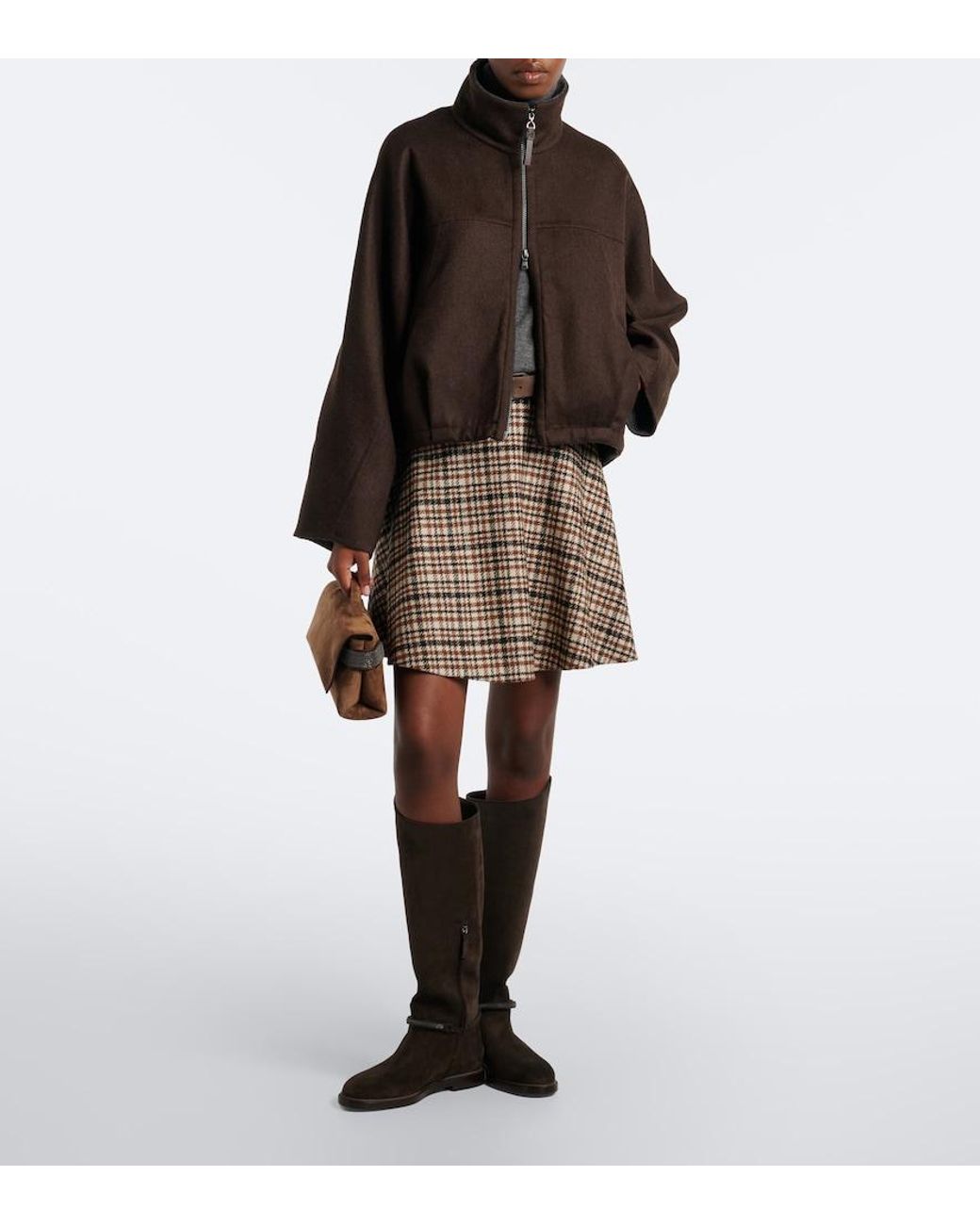 Brunello Cucinelli Brown Monili Suede Knee-High Boots