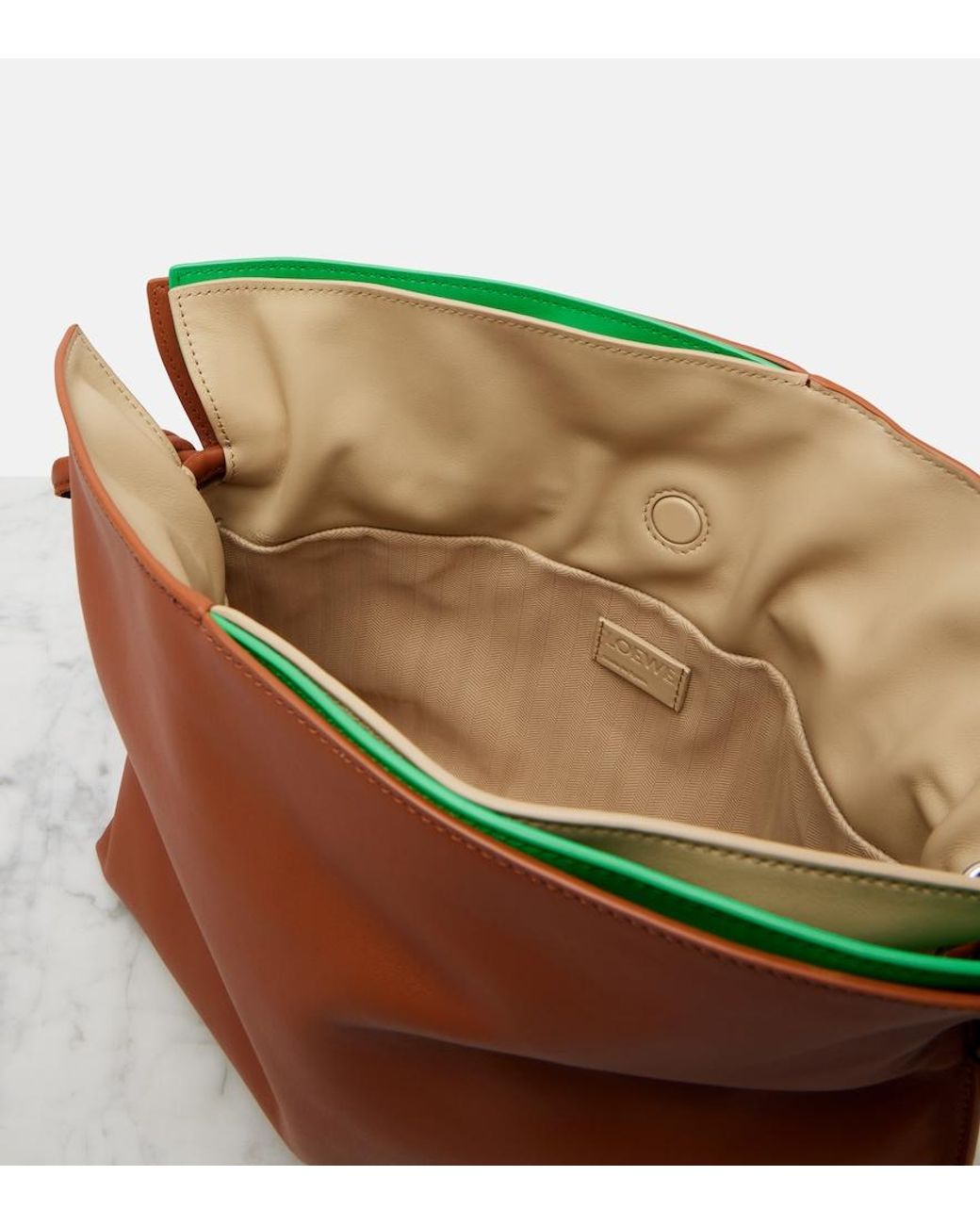 Loewe Brown Flamenco Medium Layered Leather Clutch