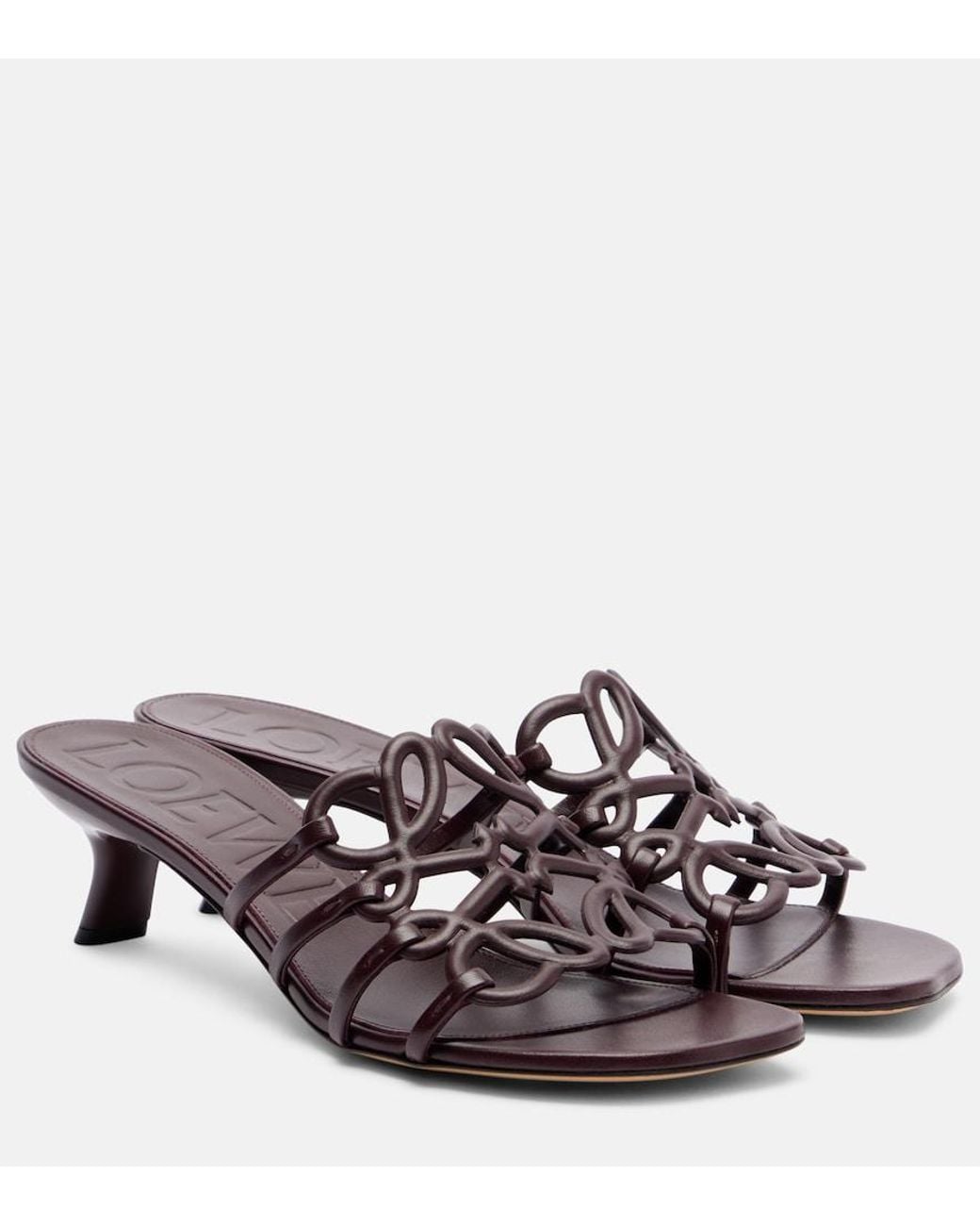 Loewe Red Petal Anagram 45 Leather Mules