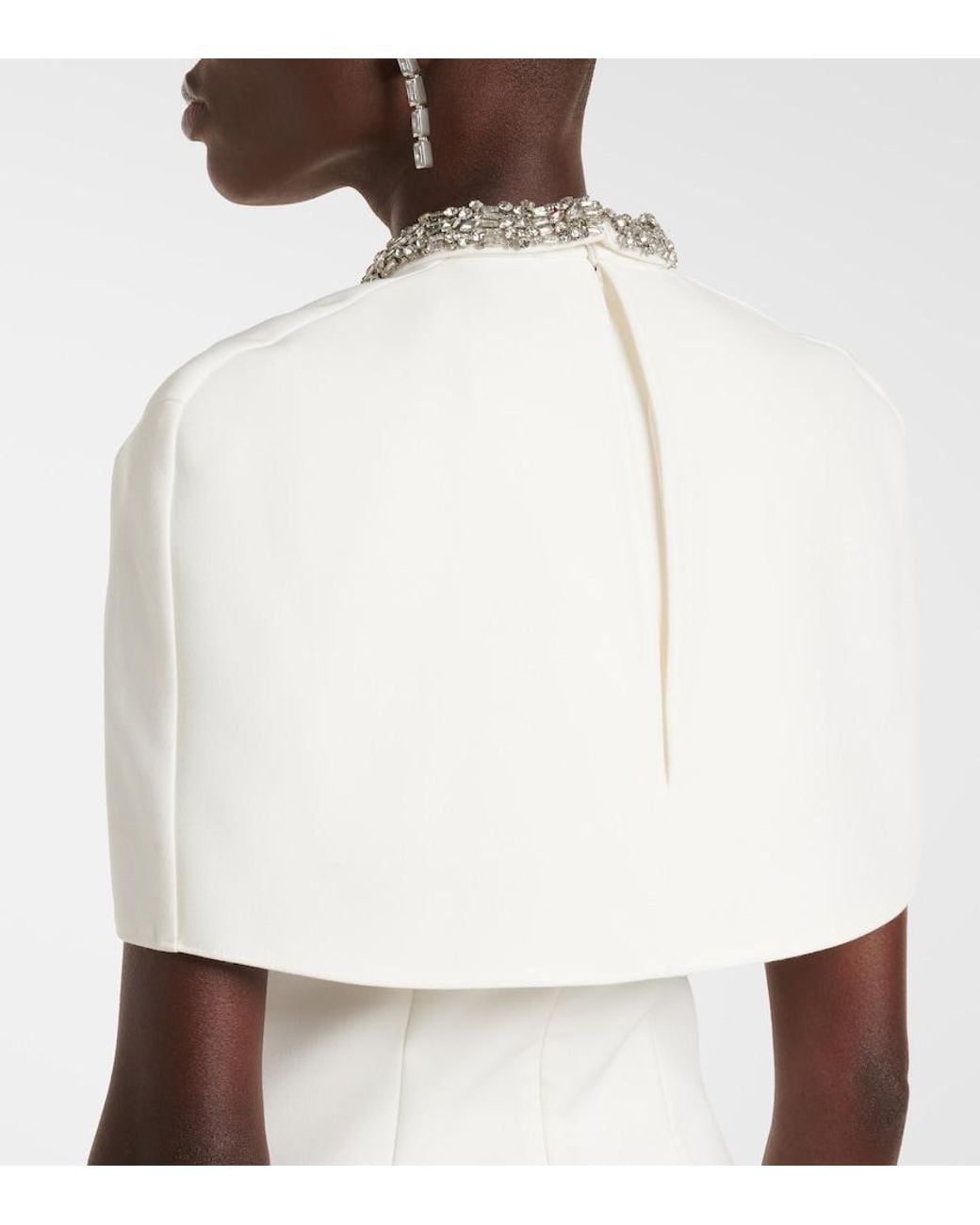 Roland Mouret White Embellished Crepe Cocktail Dress