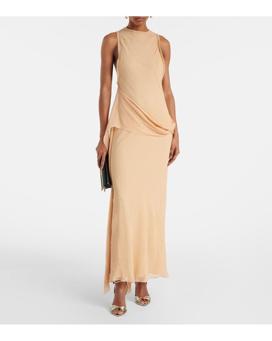 Victoria Beckham Natural Draped Silk Gown