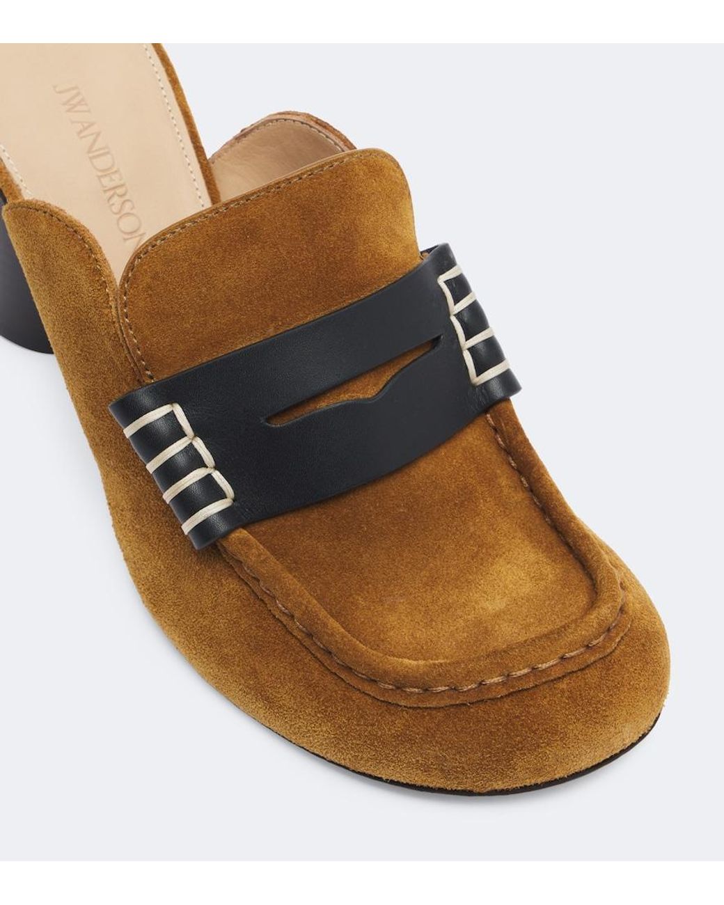J.W. Anderson Brown Leather-Trimmed Suede Mules