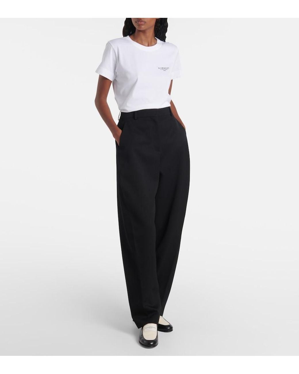 Givenchy Black Cocoon Wool Grain De Poudre Barrel-Leg Pants