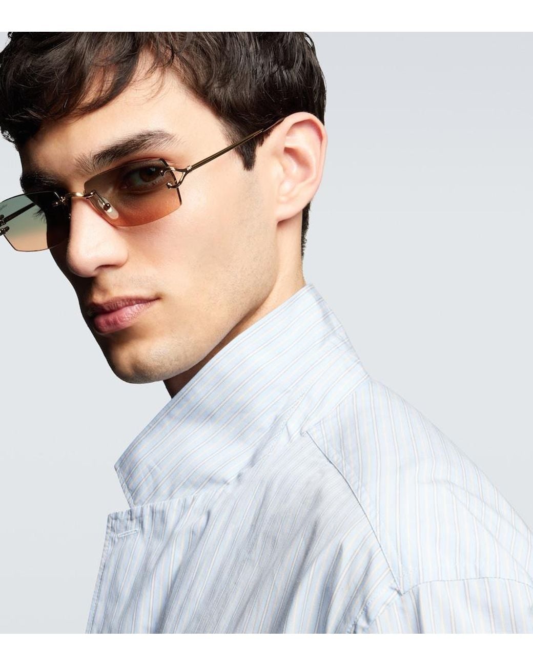Cartier Gray Decor C De Cartier Rectangular Sunglasses for men