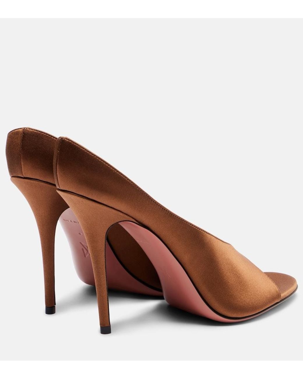 AMINA MUADDI Brown Anok 105 Satin Mules