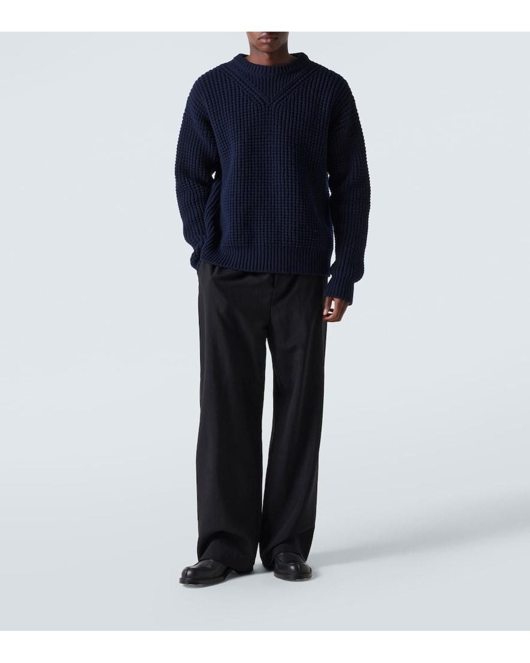 Jil Sander Blue Oversized Virgin Wool Sweater for men