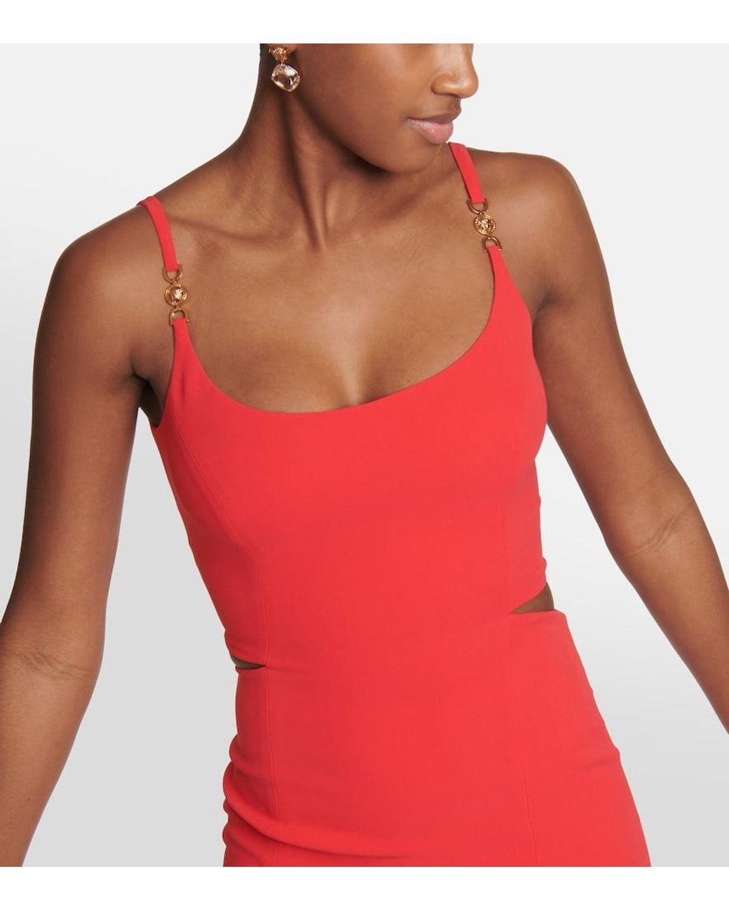 Versace Red Medusa 95' Cutout Silk Gown