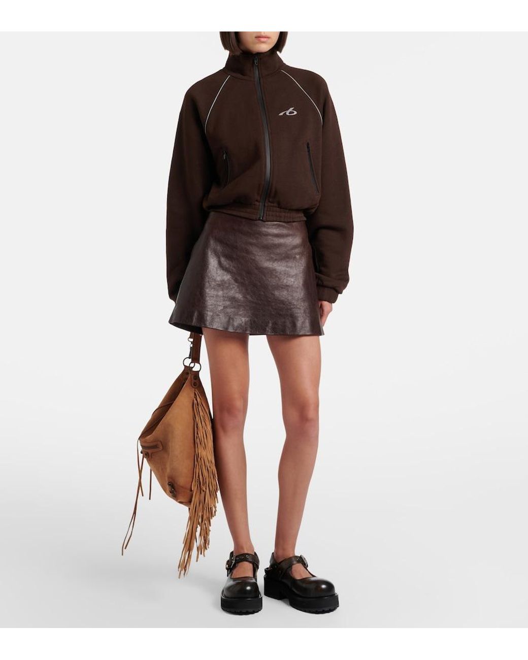 Balenciaga Brown Leather Miniskirt