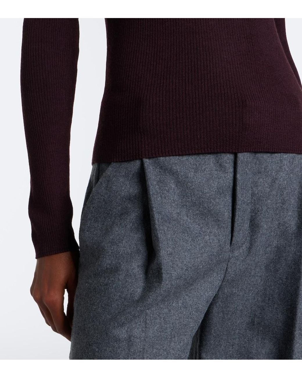 Vince Purple Ribbed-Knit Wool And Silk Polo Sweater