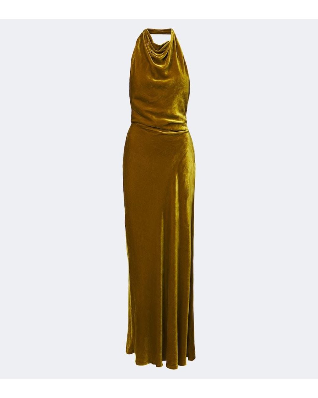 Jonathan Simkhai Green Reannon Draped Open-Back Velvet Gown
