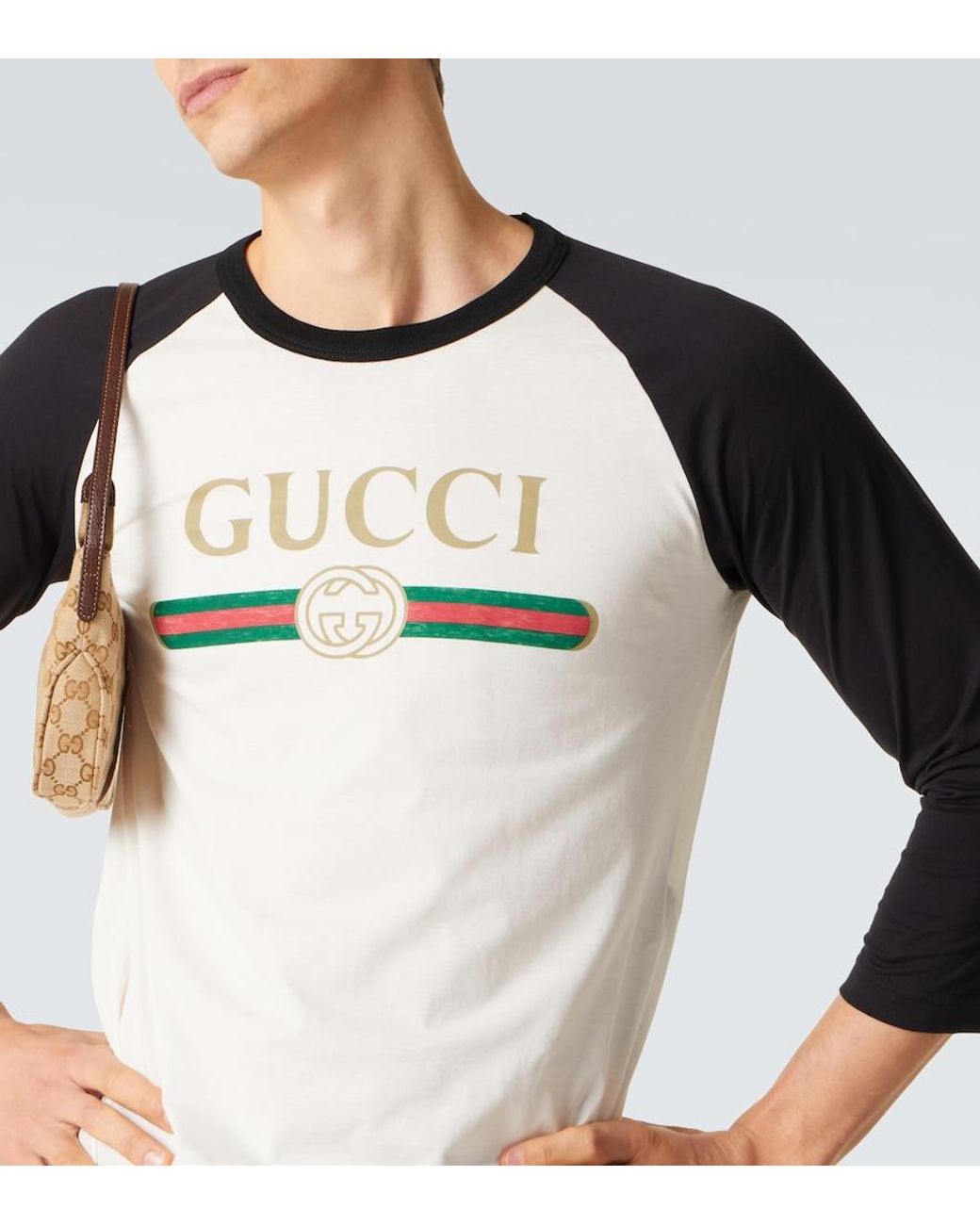Gucci Black Logo Cotton And Silk Jersey T-Shirt for men