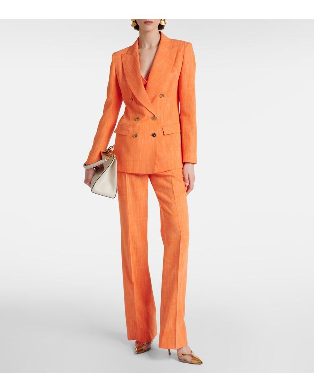 Etro Orange Double-Breasted Blazer