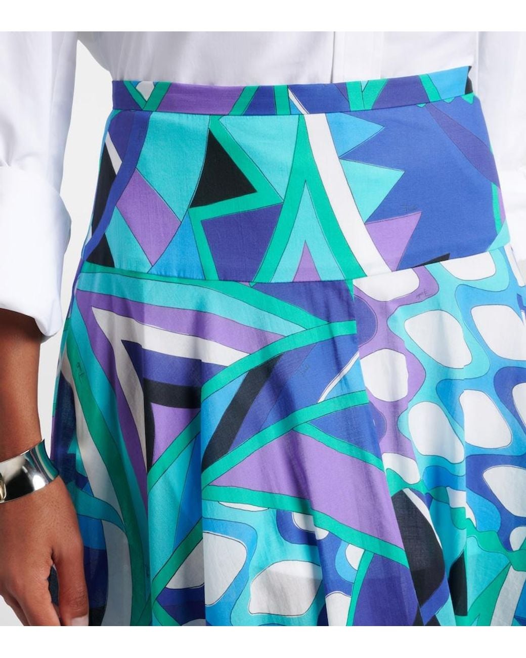 Emilio Pucci Blue Vivara Cotton Maxi Skirt