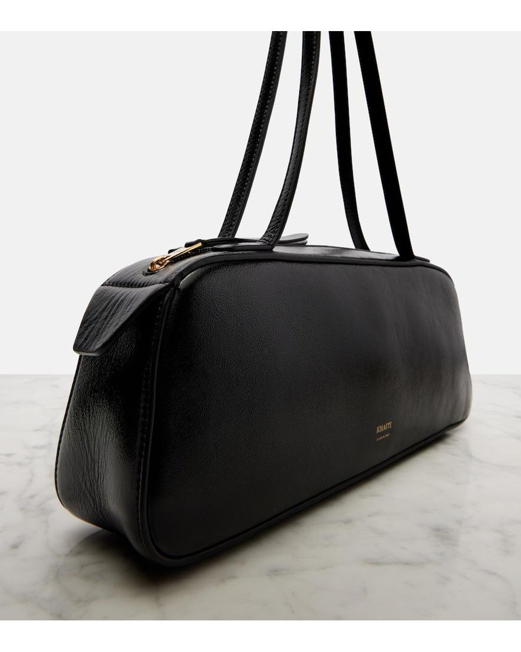 Khaite Black Simona Patent Leather Shoulder Bag
