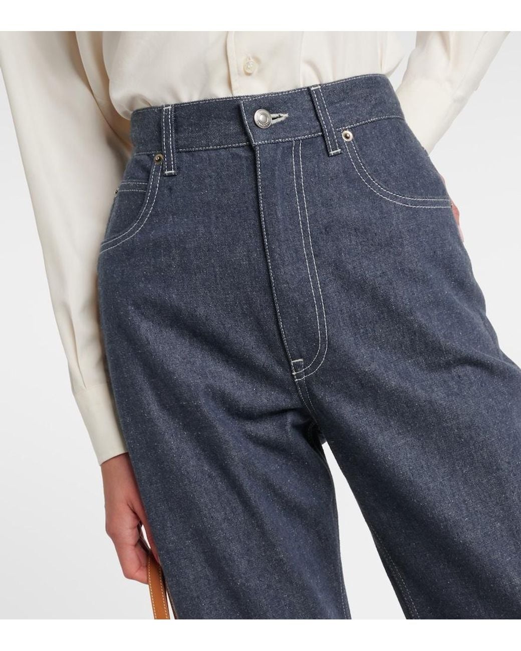 Loro Piana Blue Tye High-Rise Wide-Leg Jeans