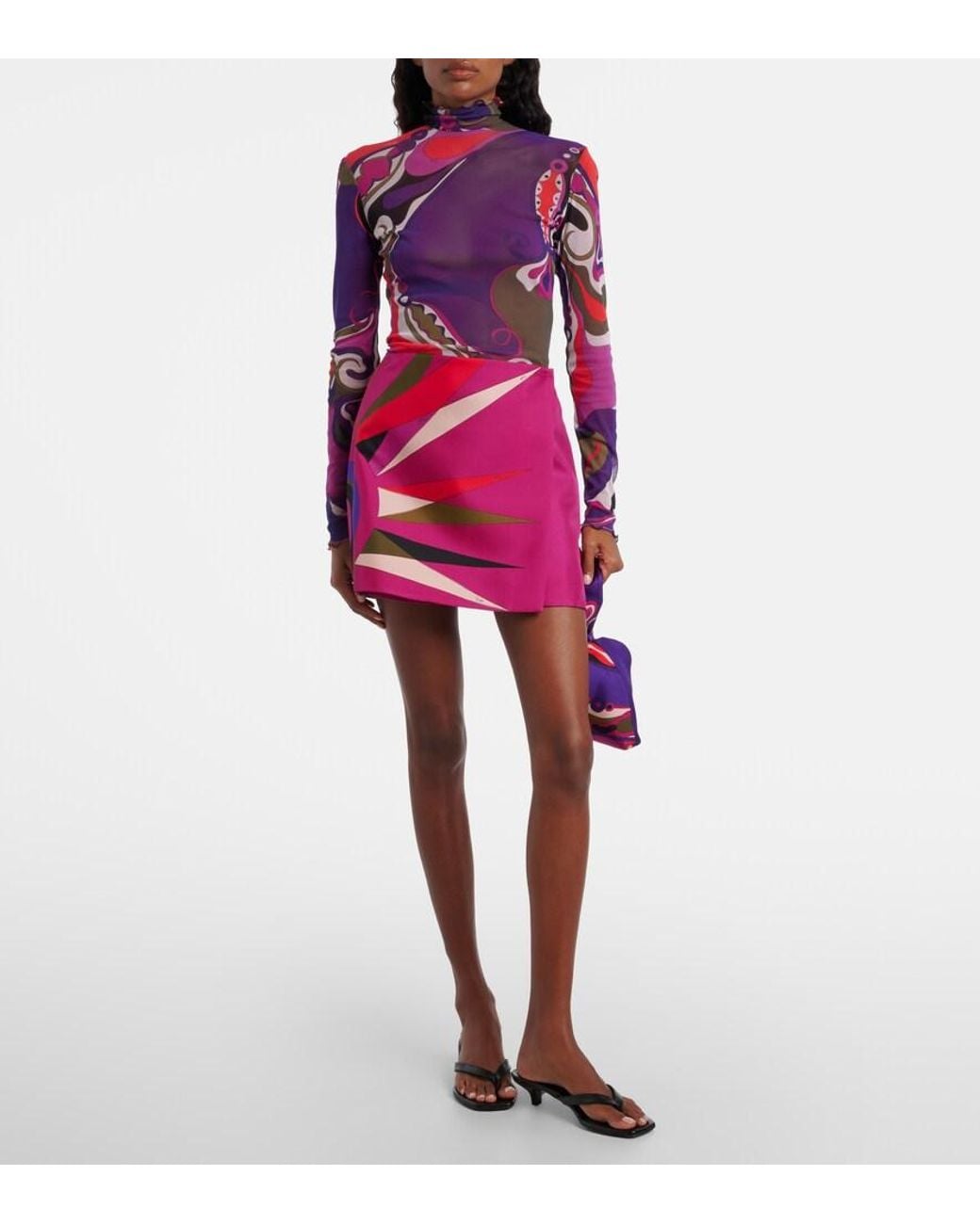 Emilio Pucci Pink Stella Silk Wrap Skirt