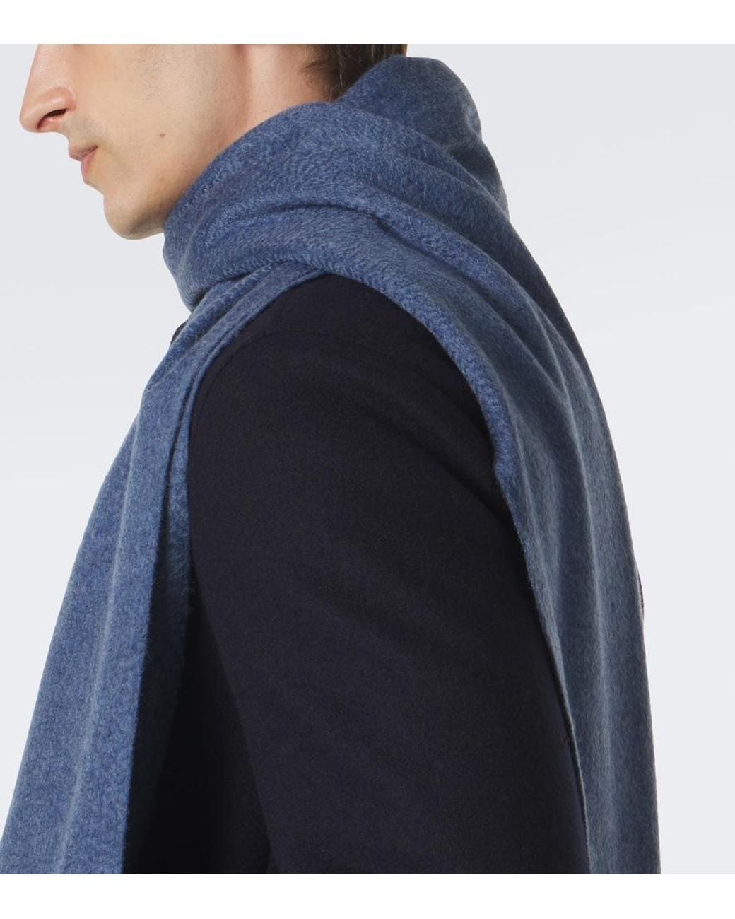 Zegna Blue Fringed Cashmere Scarf for men
