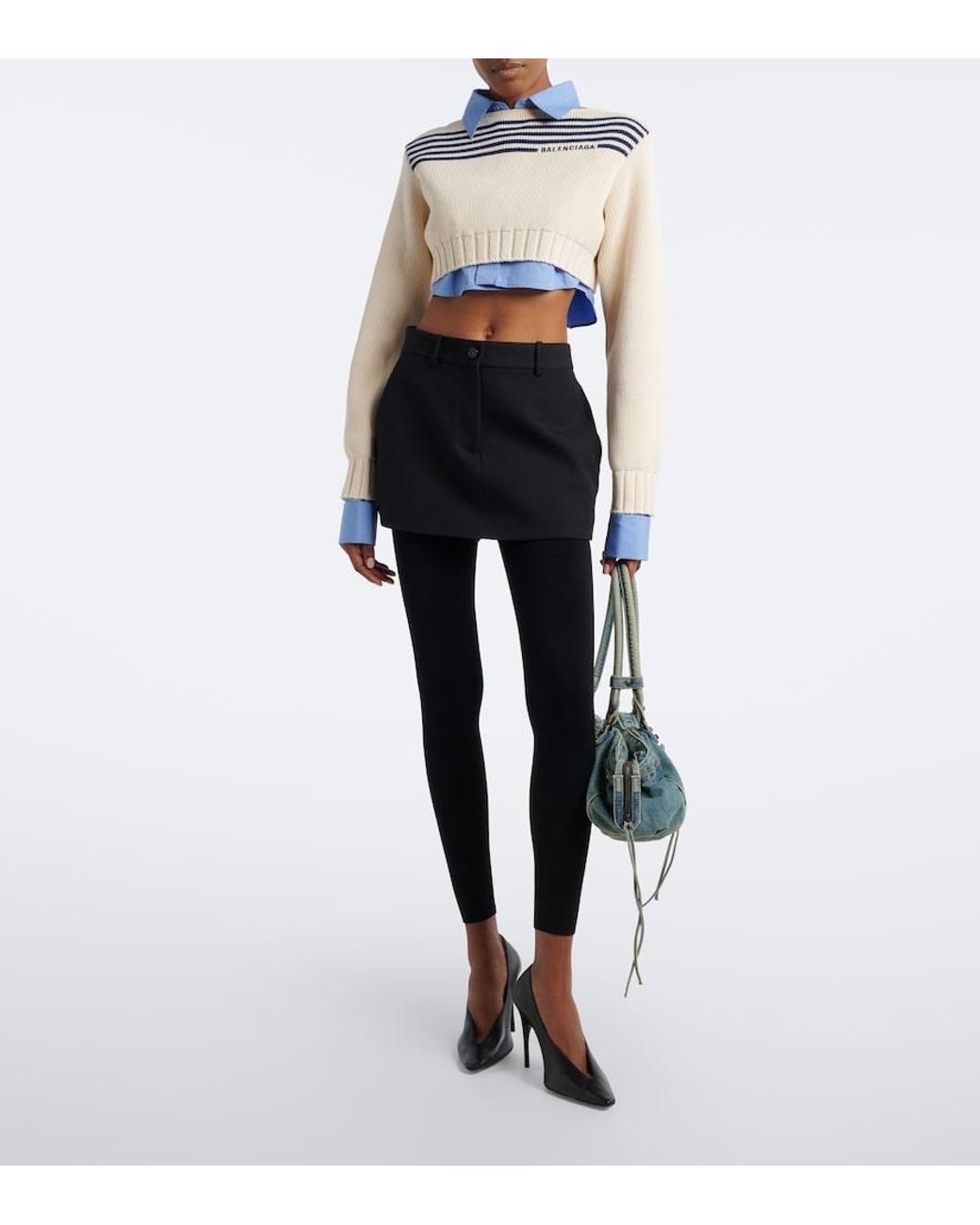 Balenciaga Blue Le City East-West Denim Shoulder Bag