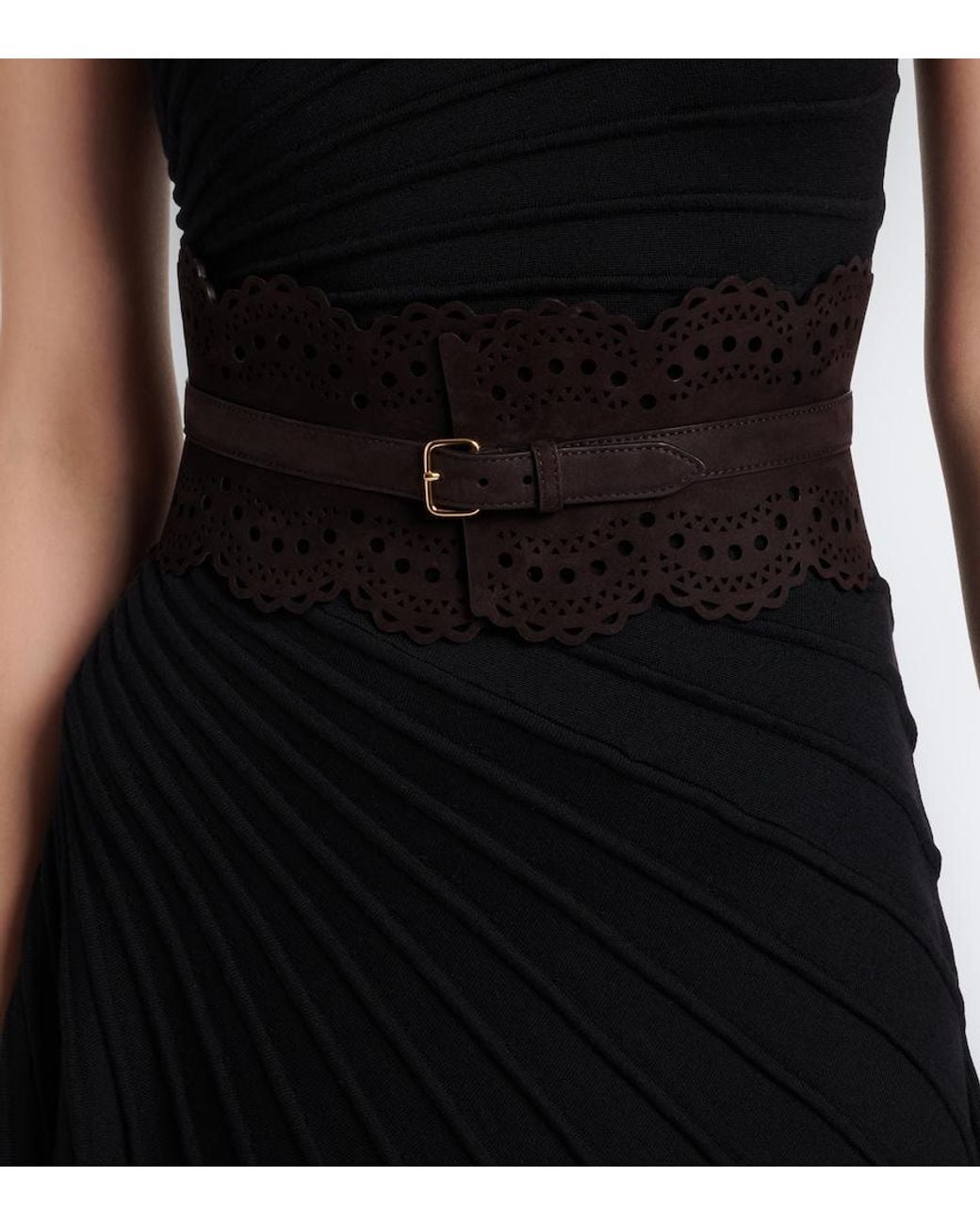 Alaïa Black Vienne Suede Corset Belt