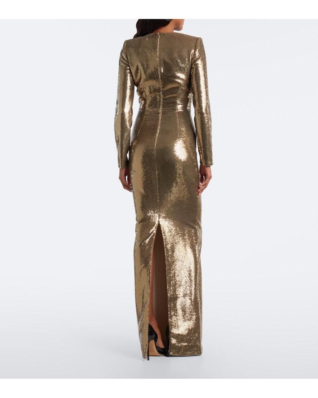Roland Mouret Natural Embellished Sequined Gown