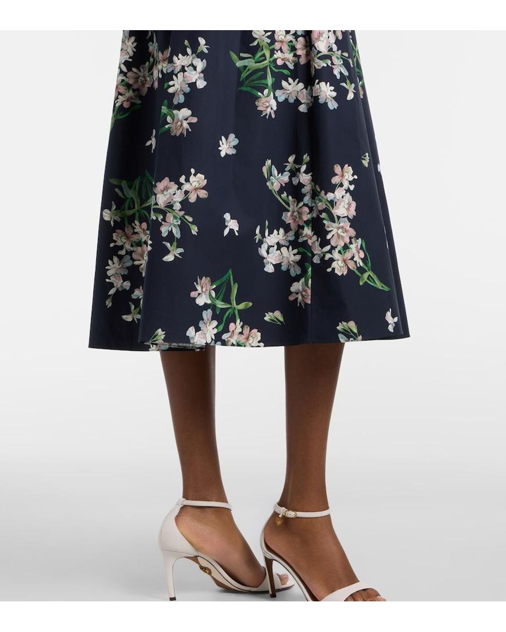 Erdem Blue Floral Cotton Midi Dress