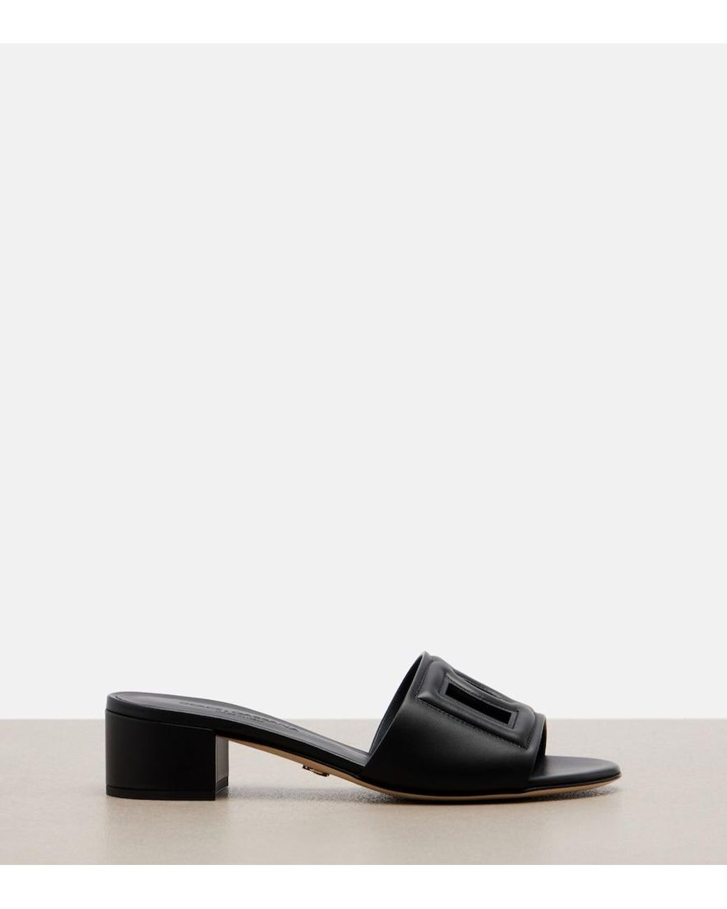Dolce & Gabbana Black Dg Leather Mules