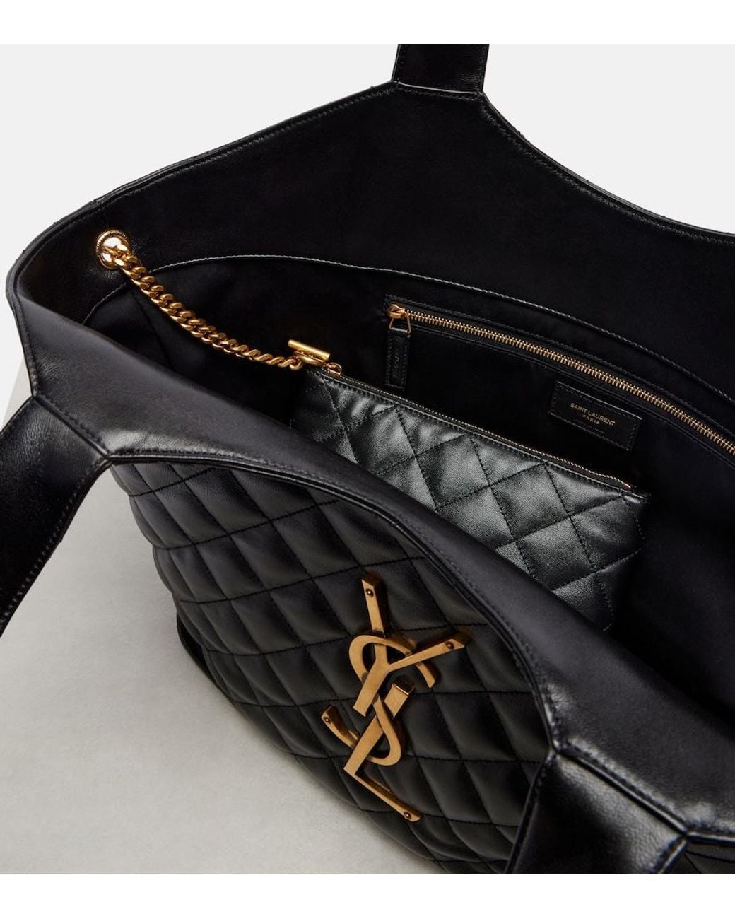 Saint Laurent Black Icare Medium Quilted Leather Shopper
