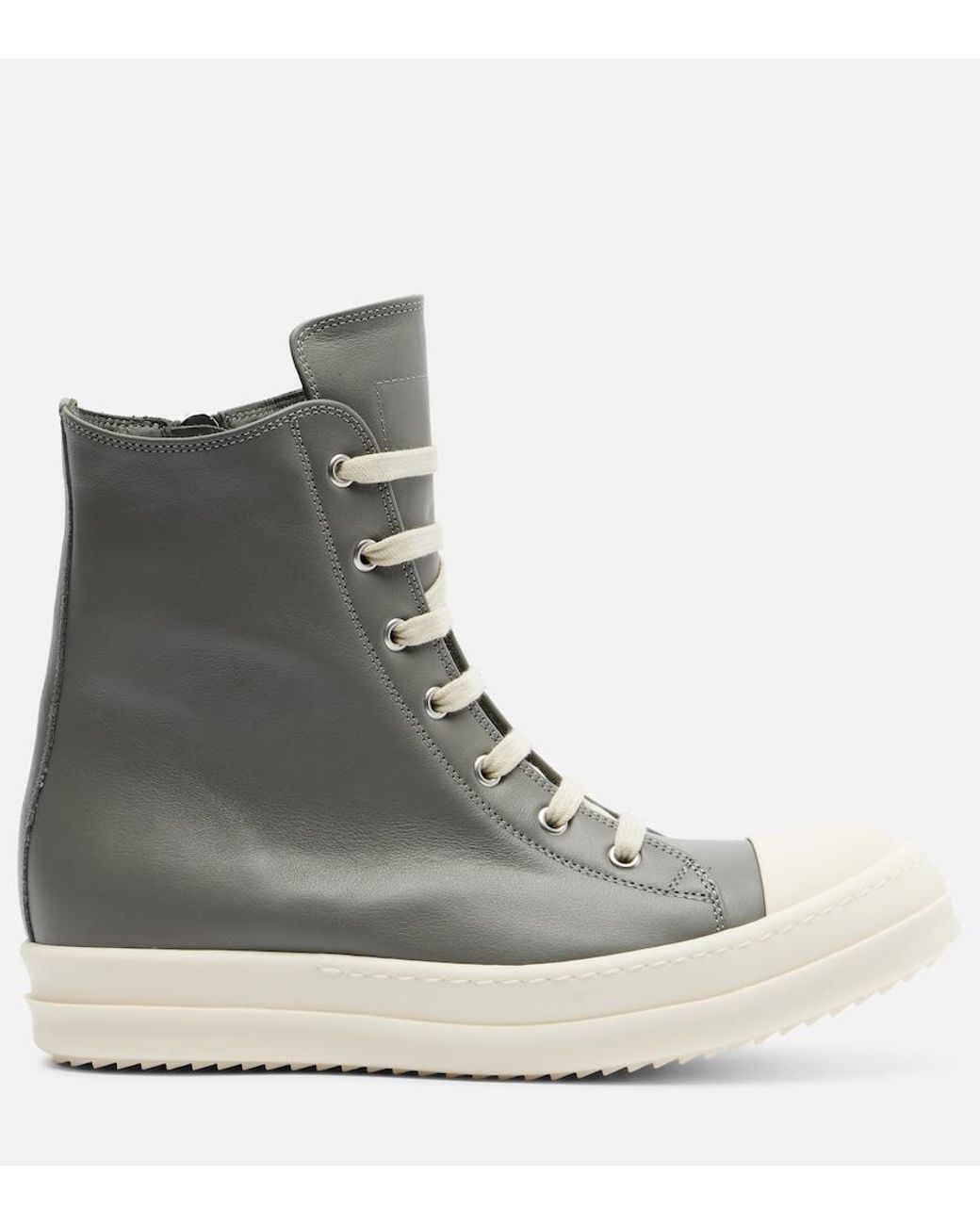 Rick Owens Brown Leather High-Top Sneakers