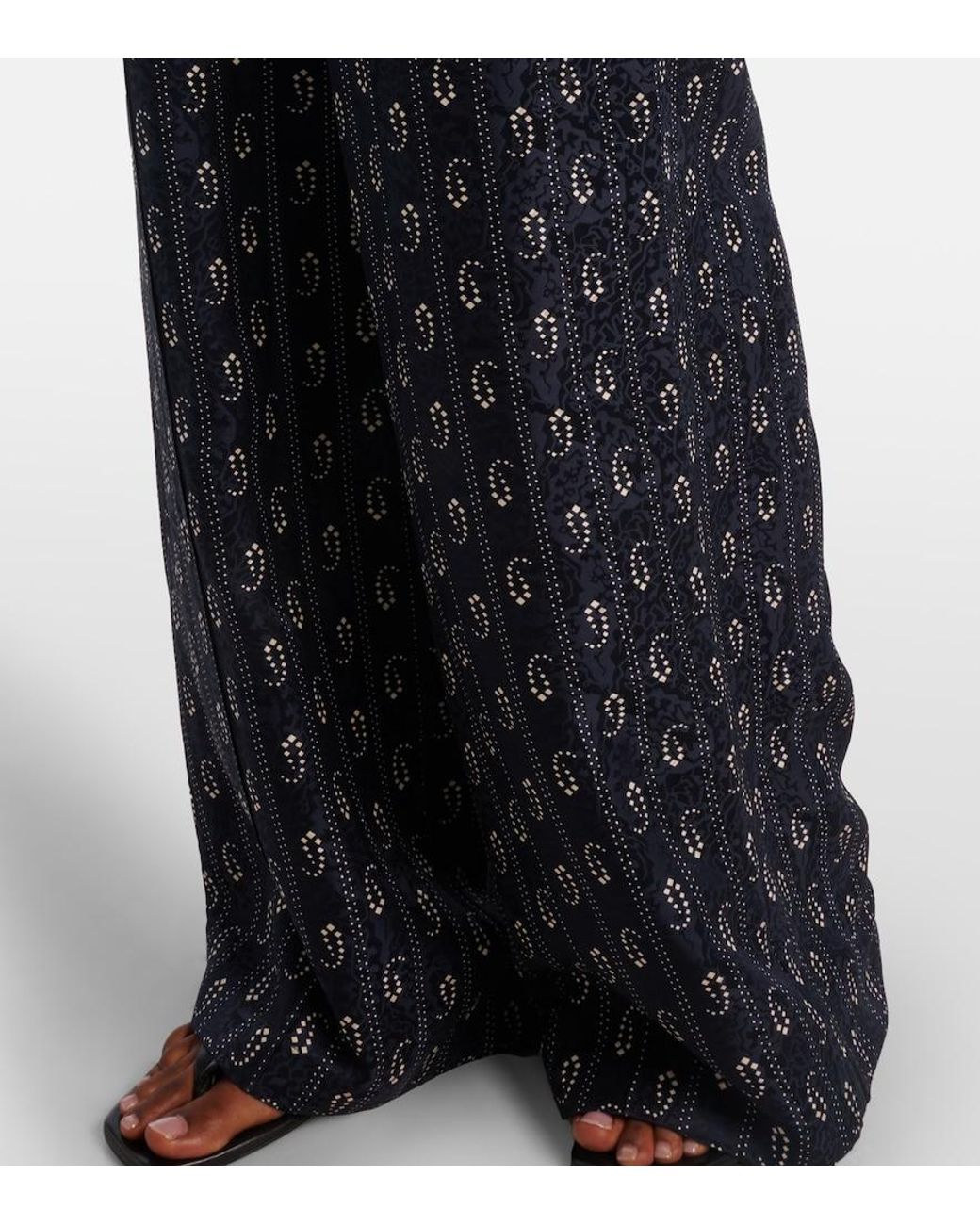 Tory Burch Blue Paisley Jacquard Wide-Leg Pants