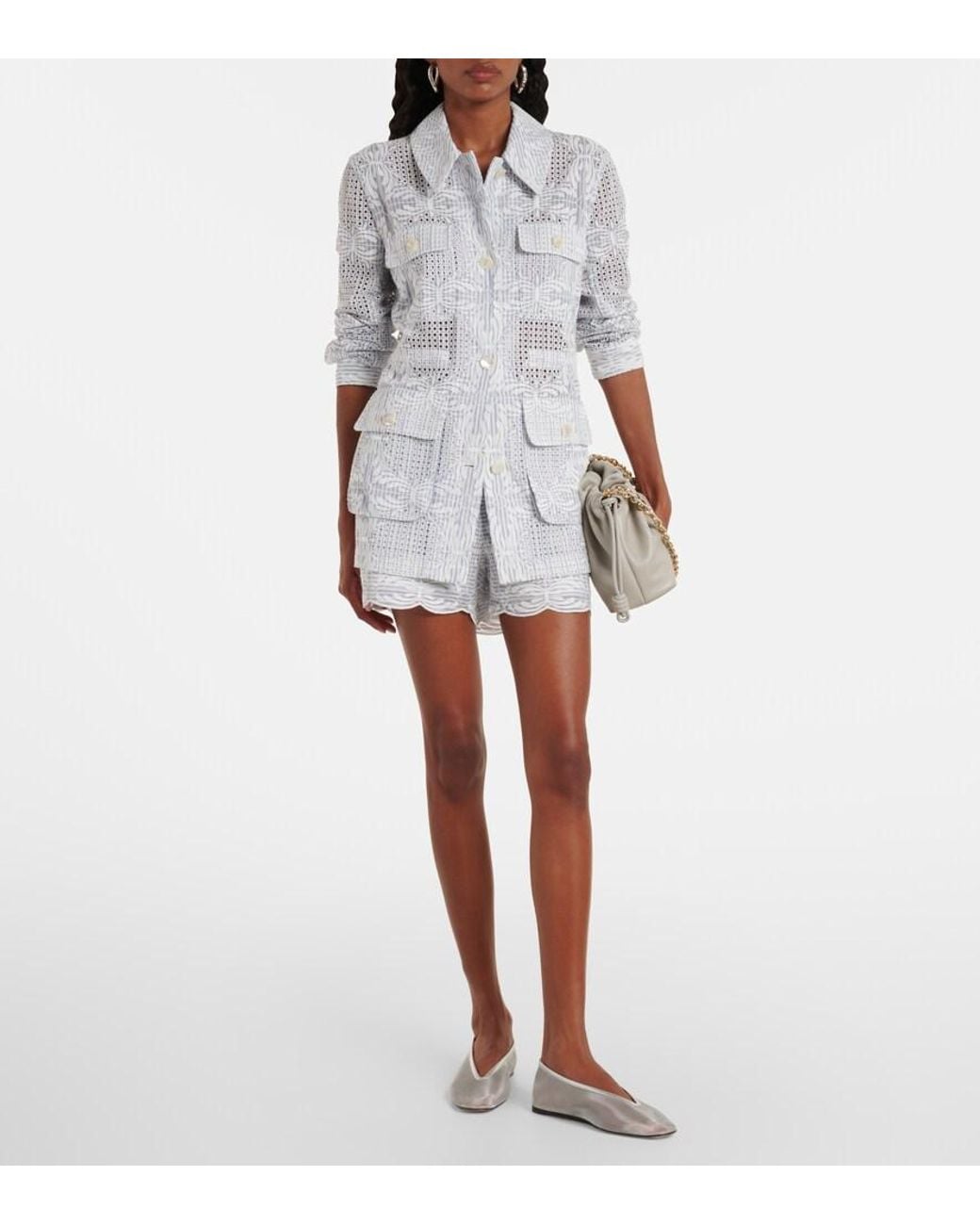 Veronica Beard Gray Kiki Eyelet Jacket