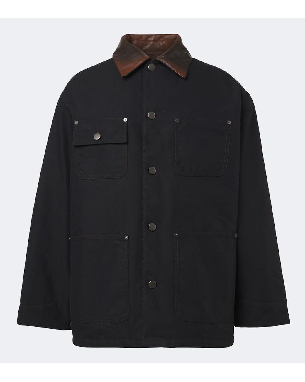 Prada Black Leather-Trimmed Technical Cotton-Blend Jacket for men