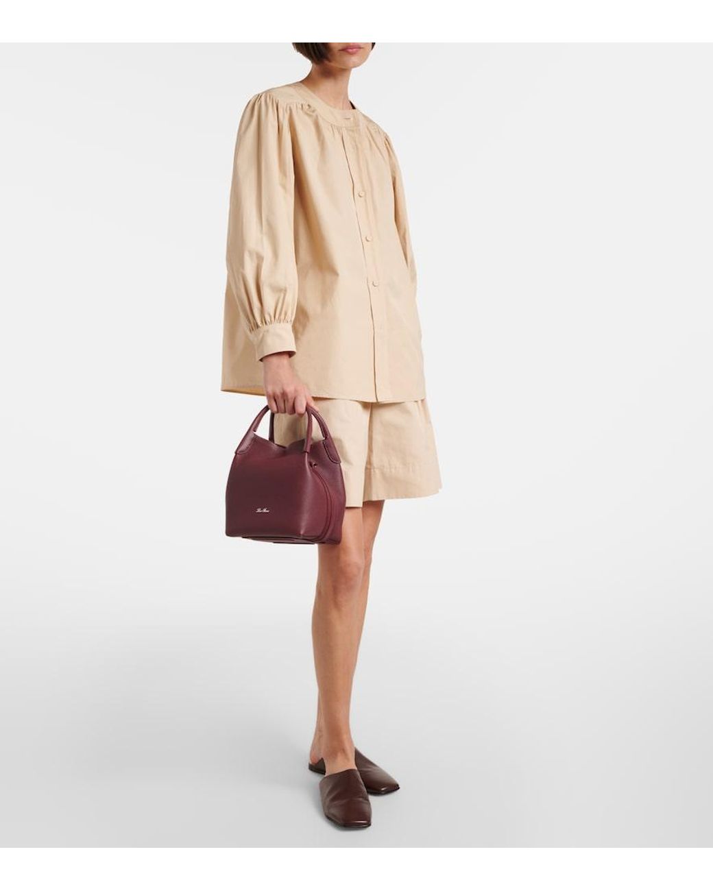 Loro Piana Red Bale Small Leather Bucket Bag