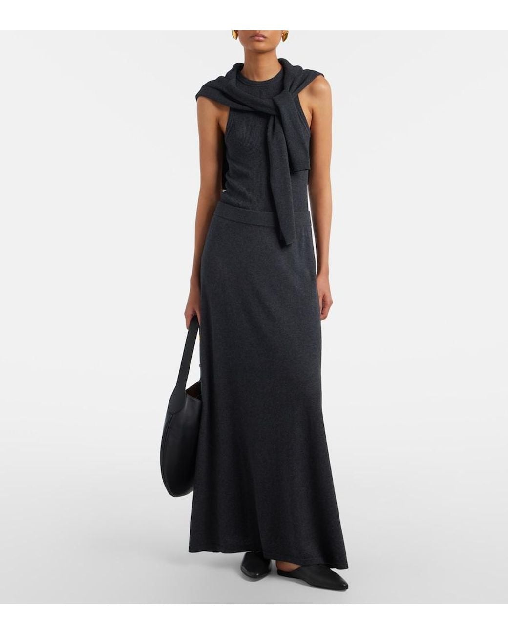 Lisa Yang Black Amya Ribbed-Knit Cotton And Cashmere Tank Top