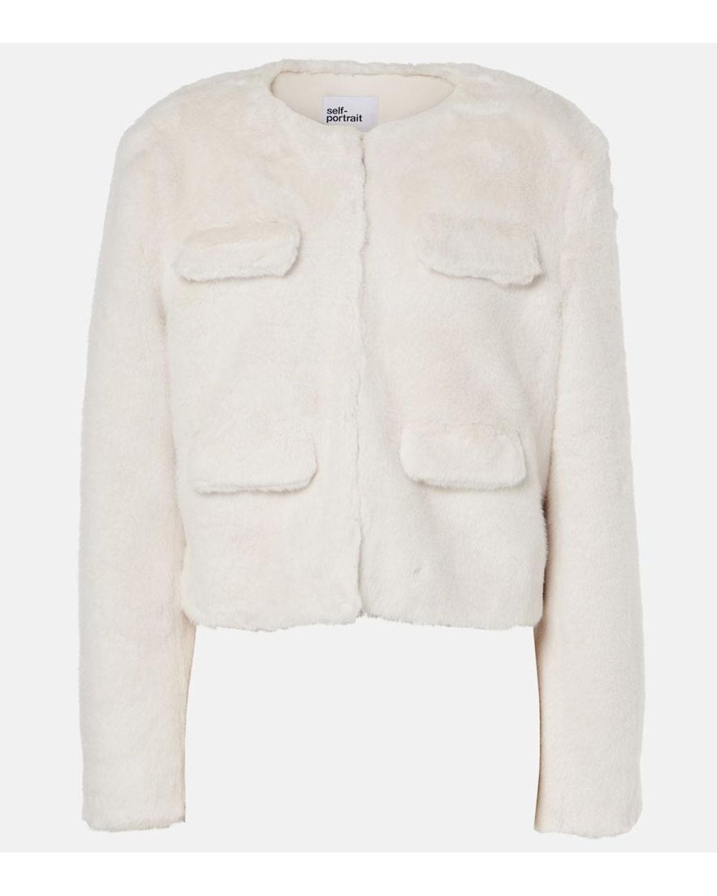 Self-Portrait White Faux Shearling Jacket