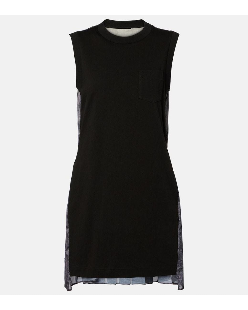 Sacai Black Knitted Cotton Minidress