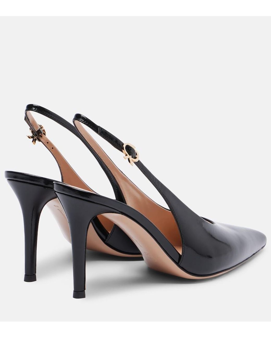 Gianvito Rossi Black Robbie 85 Leather Slingback Pumps
