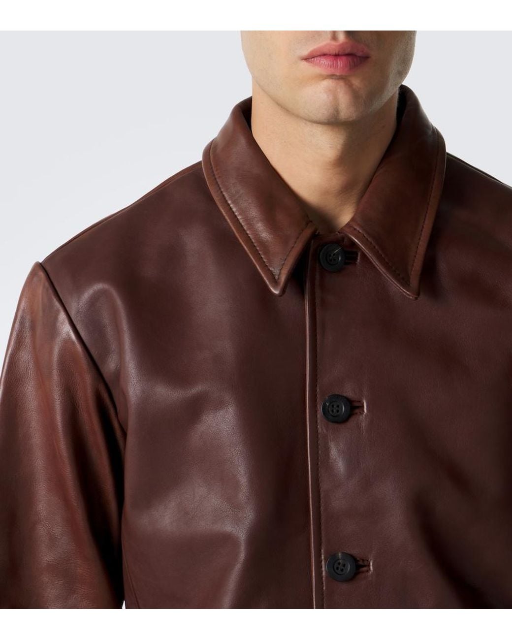Studio Nicholson Brown Leather Jacket for men