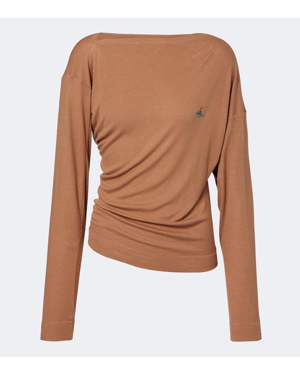 Vivienne Westwood Brown Draped Ribbed-Knit Top