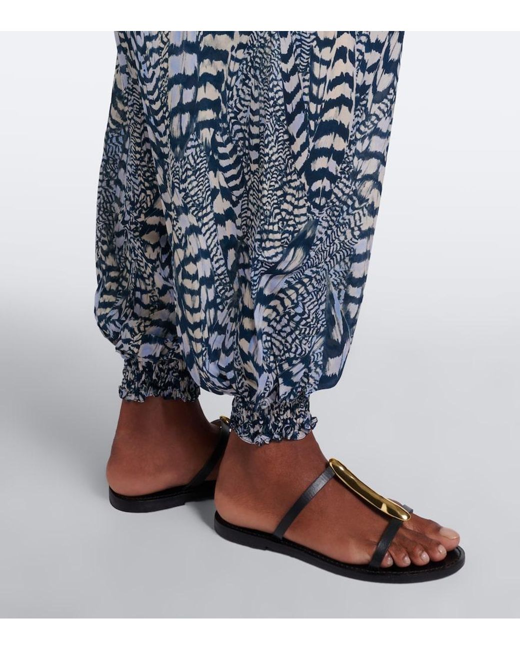 Johanna Ortiz Blue Whispered Motion Silk Georgette Balloon Pants