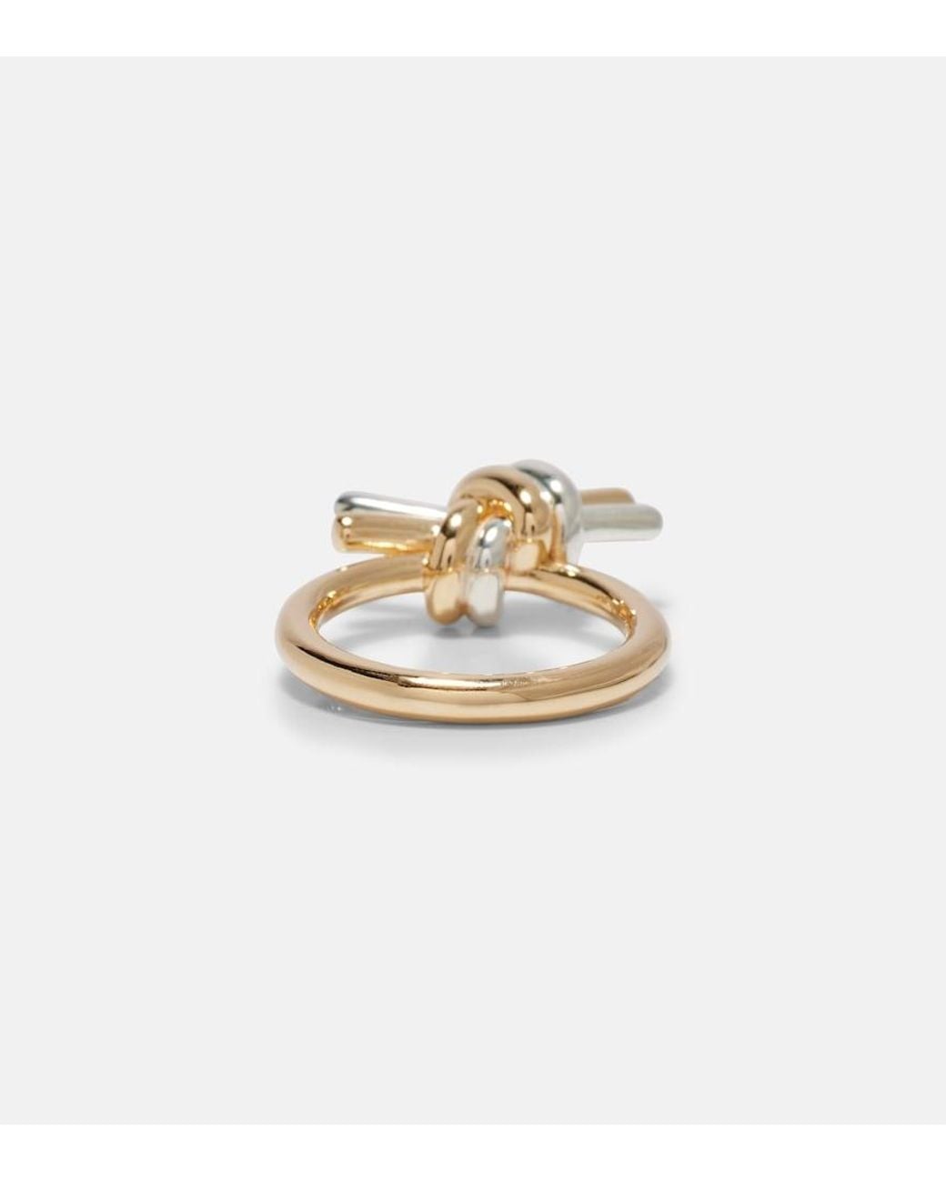 Bottega Veneta White Knot-Plated Sterling Ring