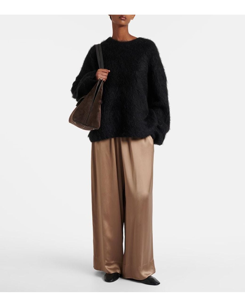 Totême Natural Satin Wide-Leg Pants