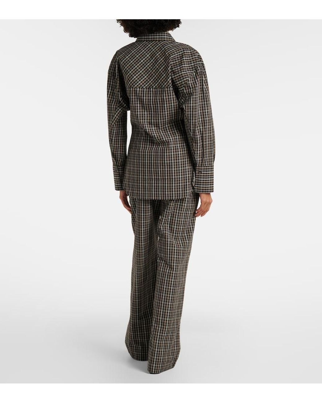 Rohe Gray Checked Cotton Wide-Leg Pants
